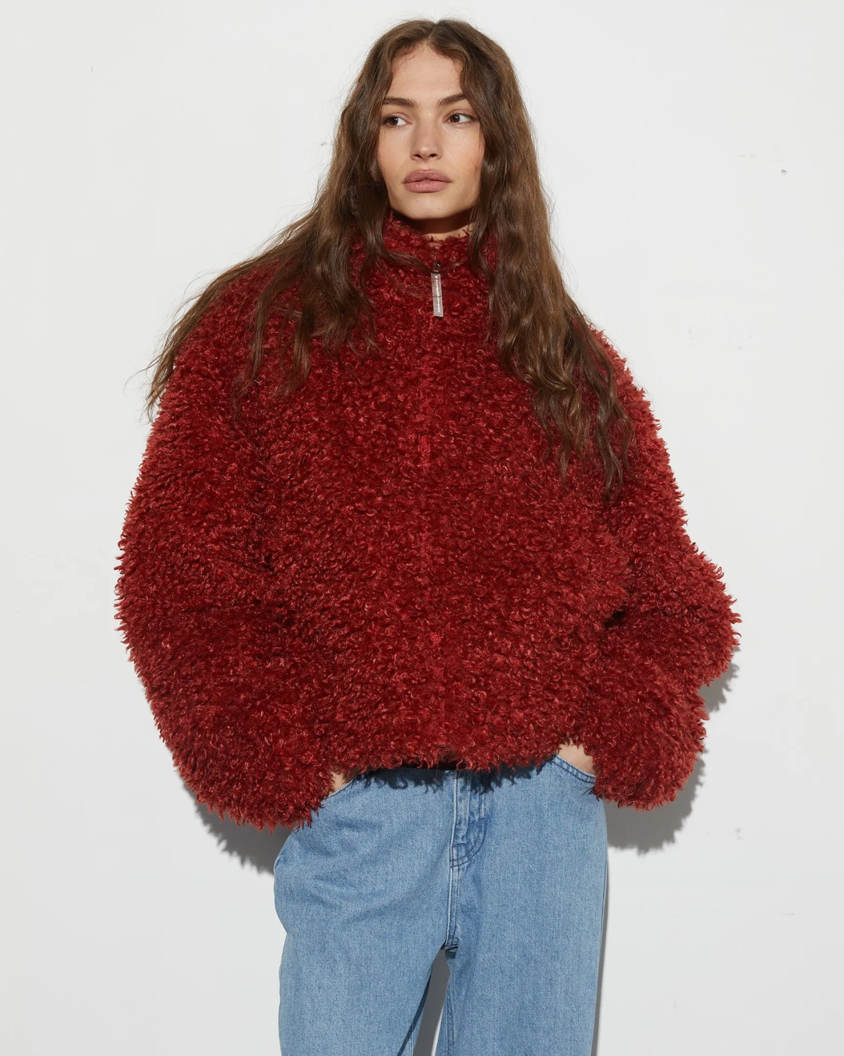 Milana Cropped Fluffy Puffer | Brown