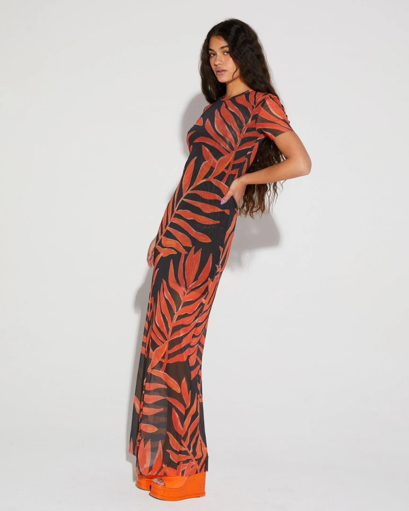 Tais Mesh Jurk | Orange