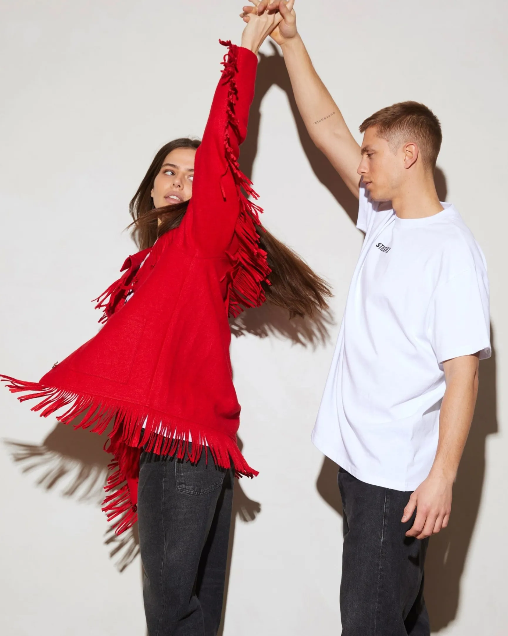 Wool Fringe Jacket | Red